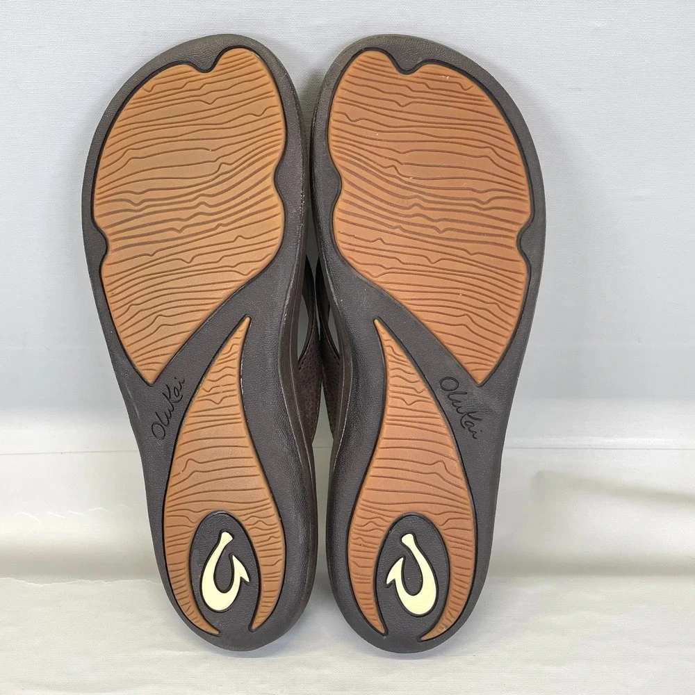 OluKai Kulapa Kai Flip Flop Sandals Womens Size 10 Brown Slip On Thong Shoes